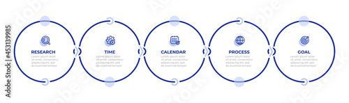 Vector thin line infographic label design with icons and 5 options or steps. Can be used for workflow diagram, info chart, web design.