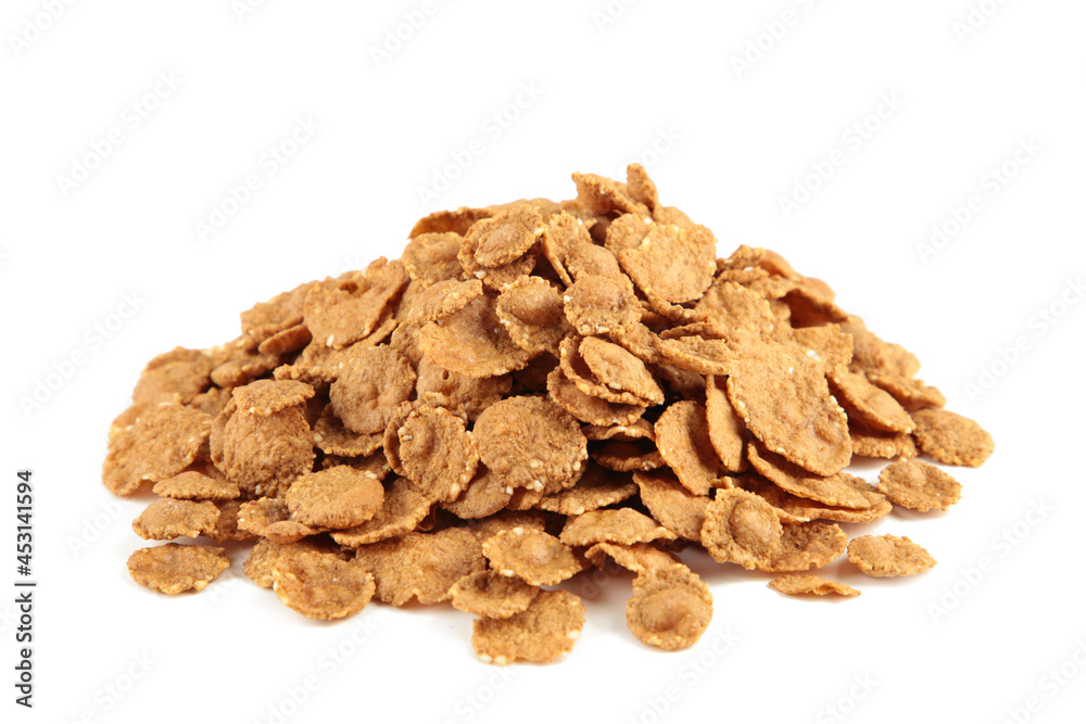 Crispy corn flakes isolated on white background. Crispy corn flakes isolated on white background.