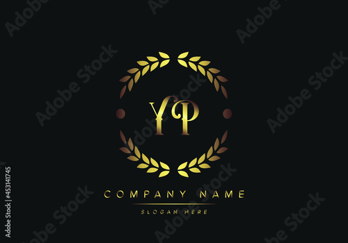 Alphabet letters YP monogram logo, gold color, luxury style, Vector Illustration