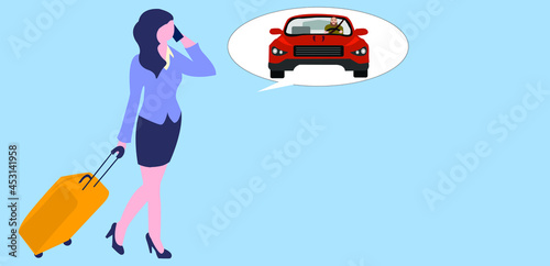 2d illustration online taxi concept