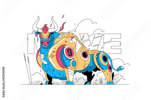 Colourful big bull