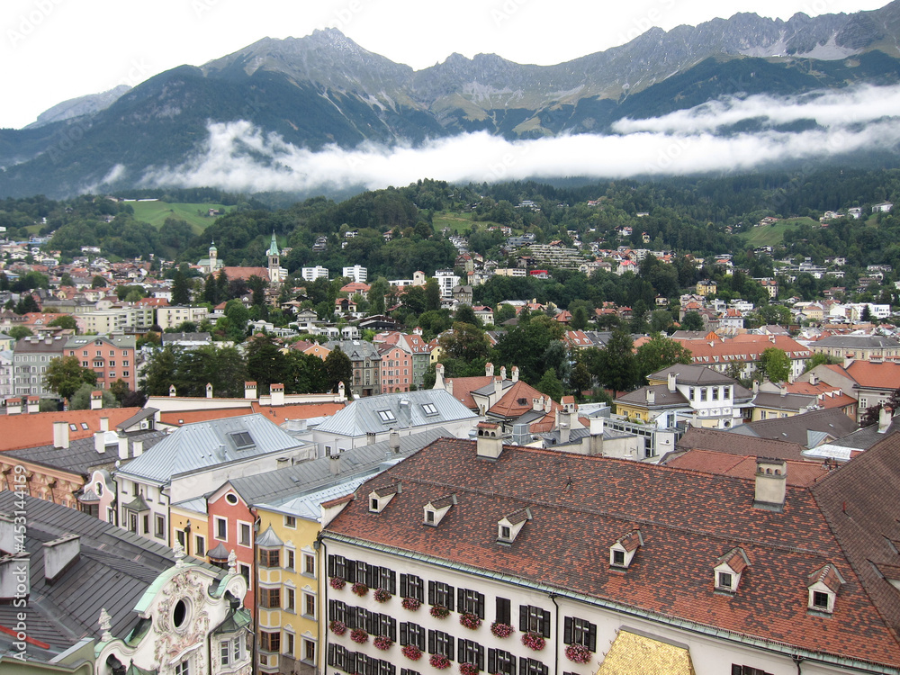A town view from above of Innsbruck