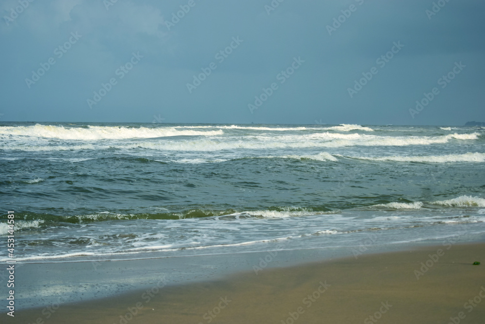 Ocean-Sea Waves AND Sky Blue Landscape Background