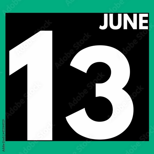 June 13 . Modern daily calendar icon .date ,day, month .calendar for the month of June