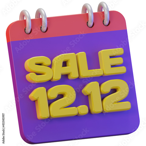 12.12 shopping day discount super sale promotion 3d render object