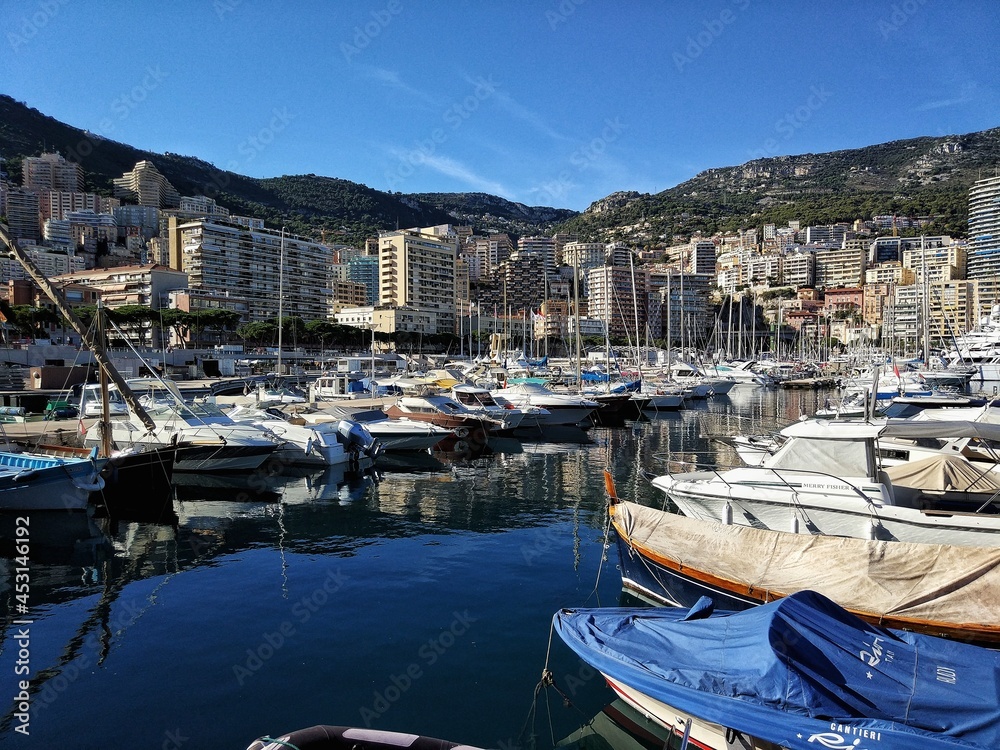 View of the marina in Monaco, Europe