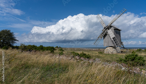 view of the Ohessaare windmills on Saaremaa Island in Estonia