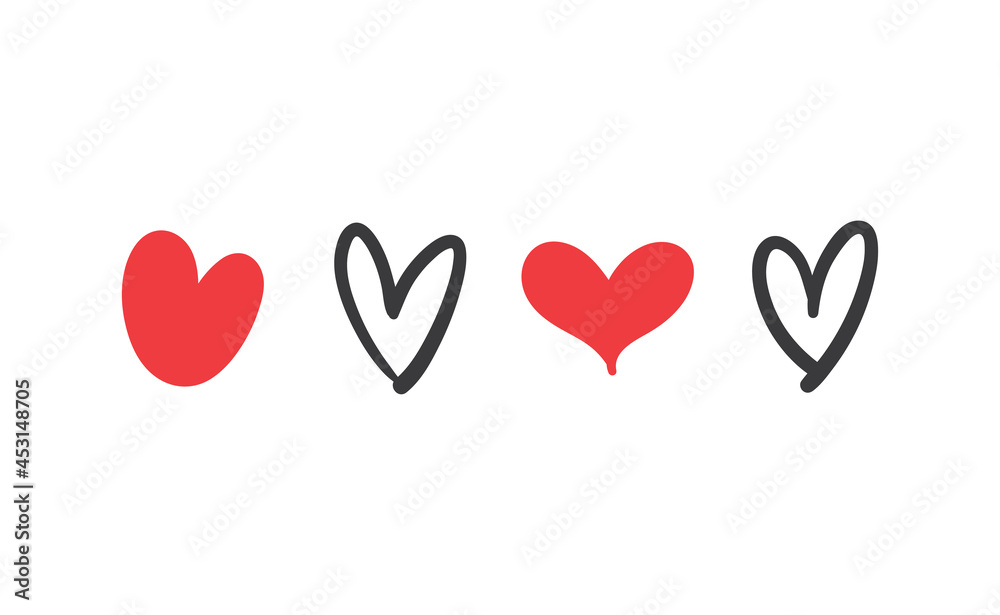 Heart doodles collection. Hand drawn set of love hearts. Heart doodles collection. Hand drawn set of love hearts.