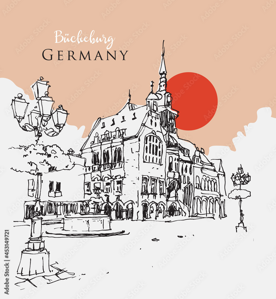 Sketch illustration of Bueckeburg, Germany