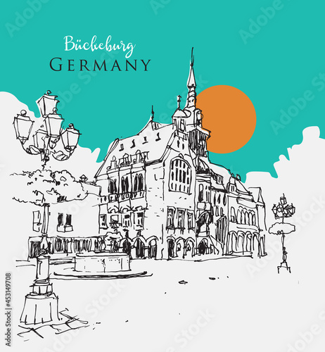 Sketch illustration of Bueckeburg  Germany