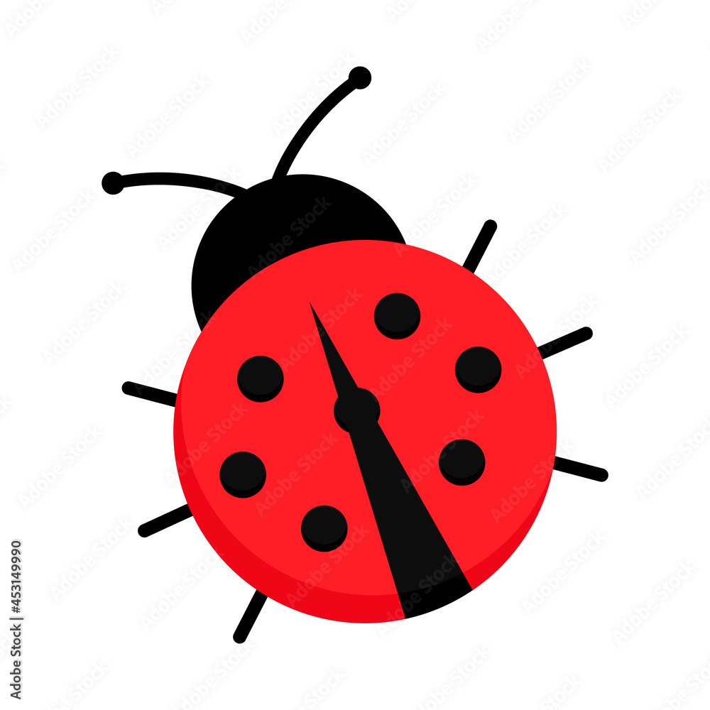 Ladybug or ladybird vector graphic illustration, isolated. Cute simple flat design of black and red dotted lady beetle. Ladybug or ladybird vector graphic illustration, isolated. Cute simple flat design of black and red dotted lady beetle.