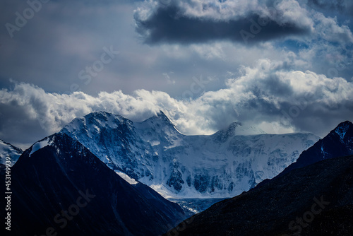 Mountains in the snow, Ak-Kem Wall in the Altai