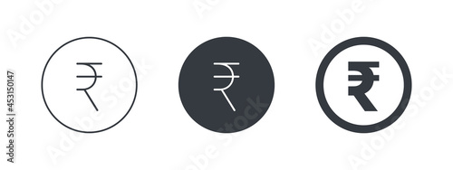 The sign of the Indian rupee. Sign of the Indian currency. Money symbols of the world. Vector illustration