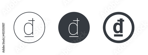 Sign of the Vietnamese dong. Sign of Thai currency. Money symbols of the world. Vector illustration