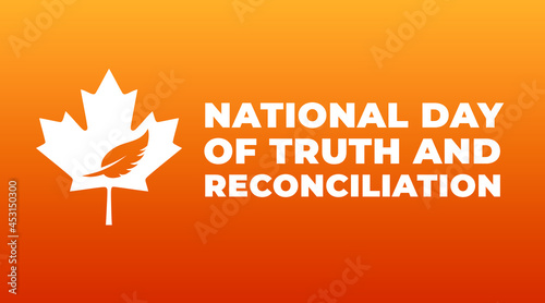 national day of truth and reconciliation modern creative banner, design concept, social media post with white text on an orange background  photo