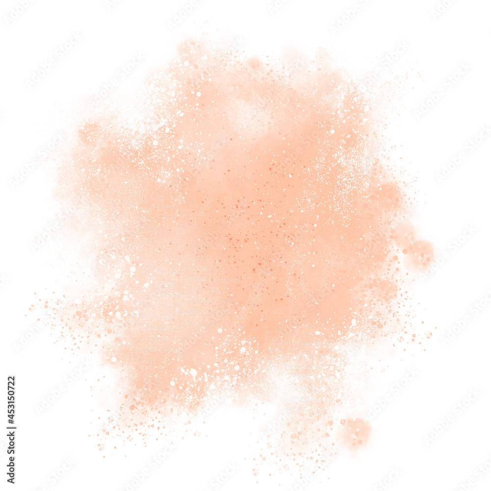 Pink watercolor stain on white background, paper texture, abstract art.