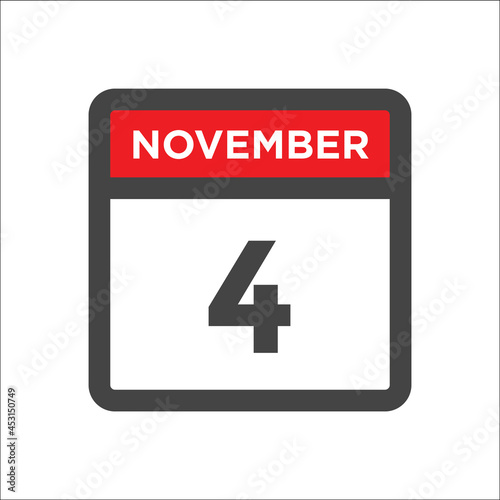 November 4 calendar icon with day and month