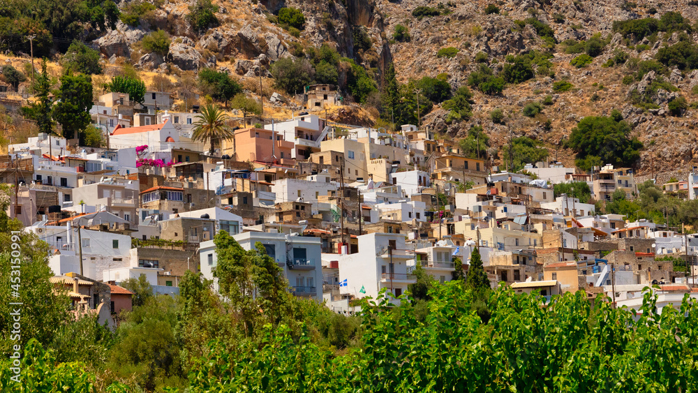 View of the village of Kritsa on the island of Crete
