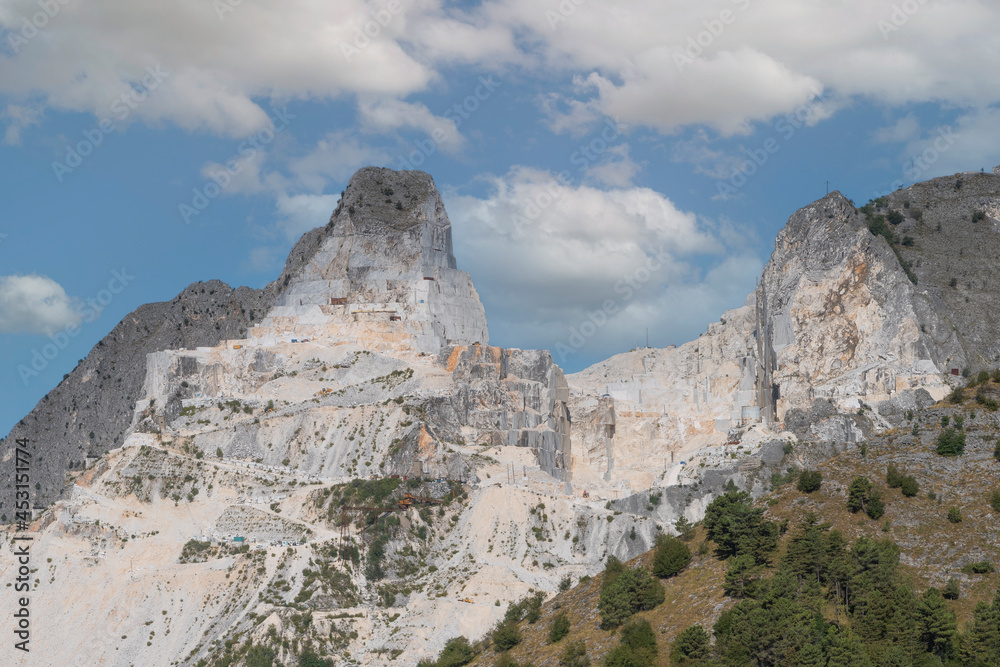 Italian Carrara marble quarry on the Apuan Alps mountain range