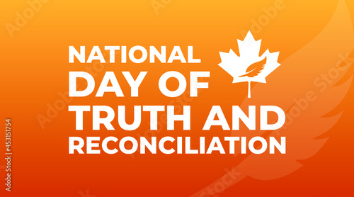 national day of truth and reconciliation modern creative banner, design concept, social media post with white text on an orange background photo