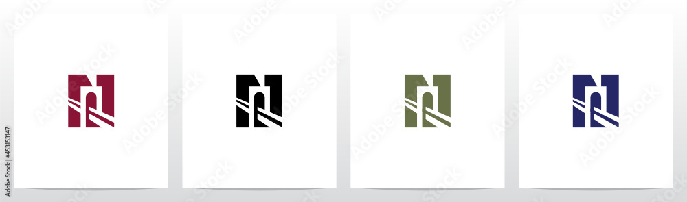 Fototapeta premium Bridge Inside Letter Logo Design N