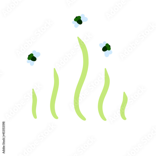 Stink. Unpleasant smell. Dung flies. Green waves stench. Scenery of the garbage dump. Flat illustration