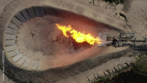 horizontal flare installation from above, annealing of a gas well photo