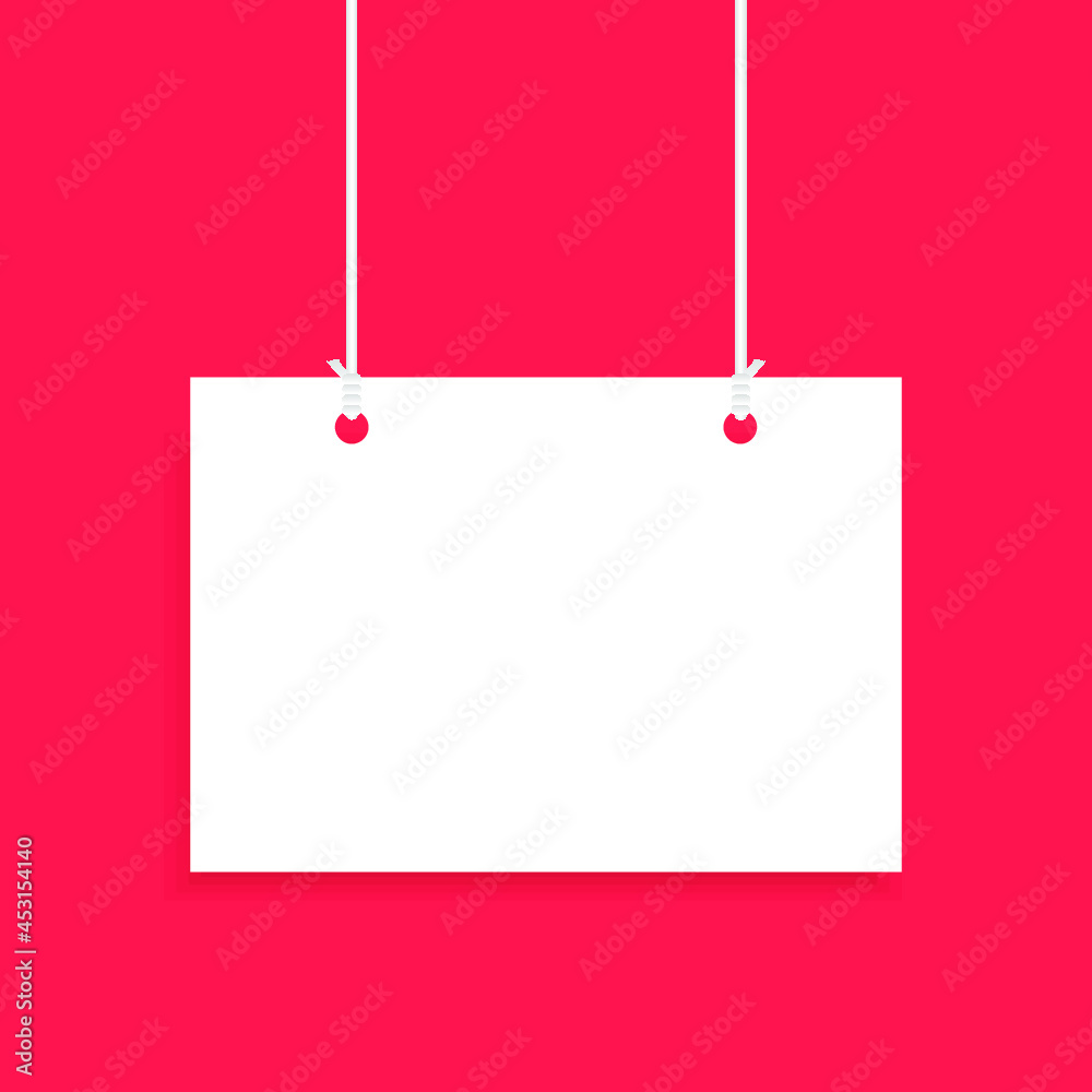 White hanging sign isolated on a red background White hanging sign isolated on a red background