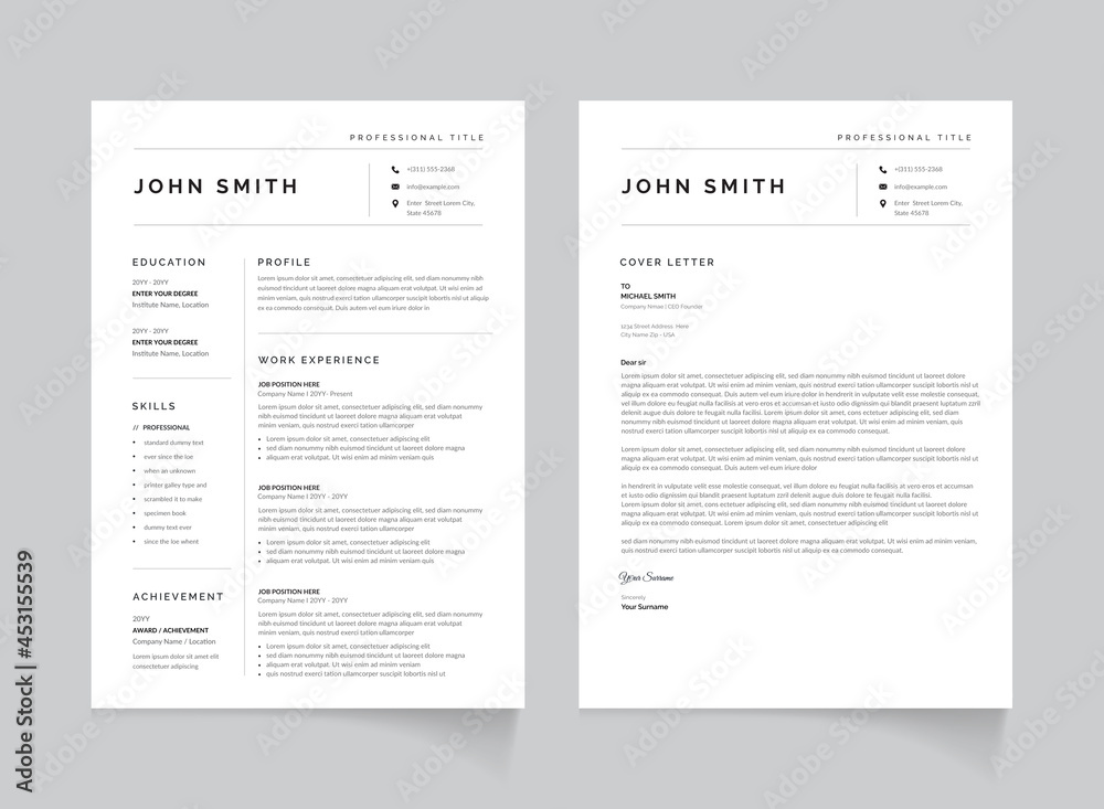 Resume and Cover Letter, Minimalist resume cv Resume templates to help you land that great job