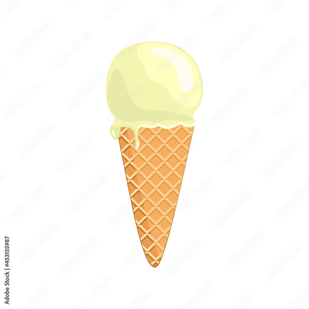 Ice cream in a waffle cup isolated on a white background Ice cream in a waffle cup isolated on a white background