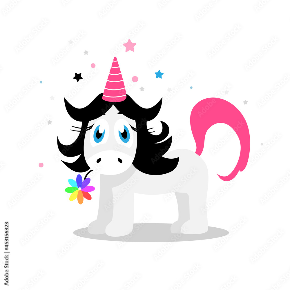 Fototapeta premium Unicorn cute character vector illustration isolated on white background