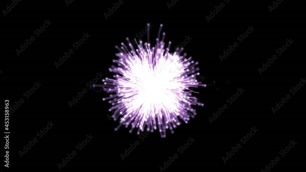 Digital animation of purple light trail bursting against black background Digital animation of purple light trail bursting against black background