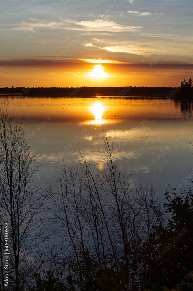 A Glowing, Colourful Sunset at Astotin Lake