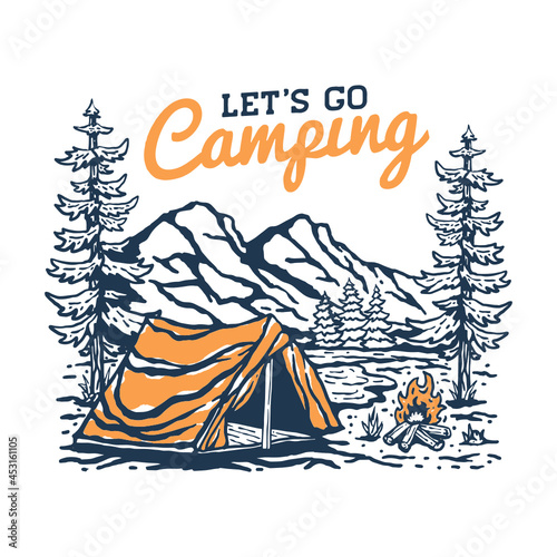 Let's go camping illustration