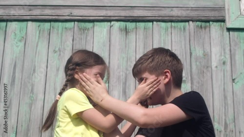 Children smeared in the chocolate