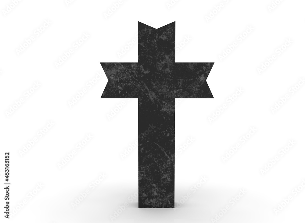 Grave cross on a white background 3d-rendering