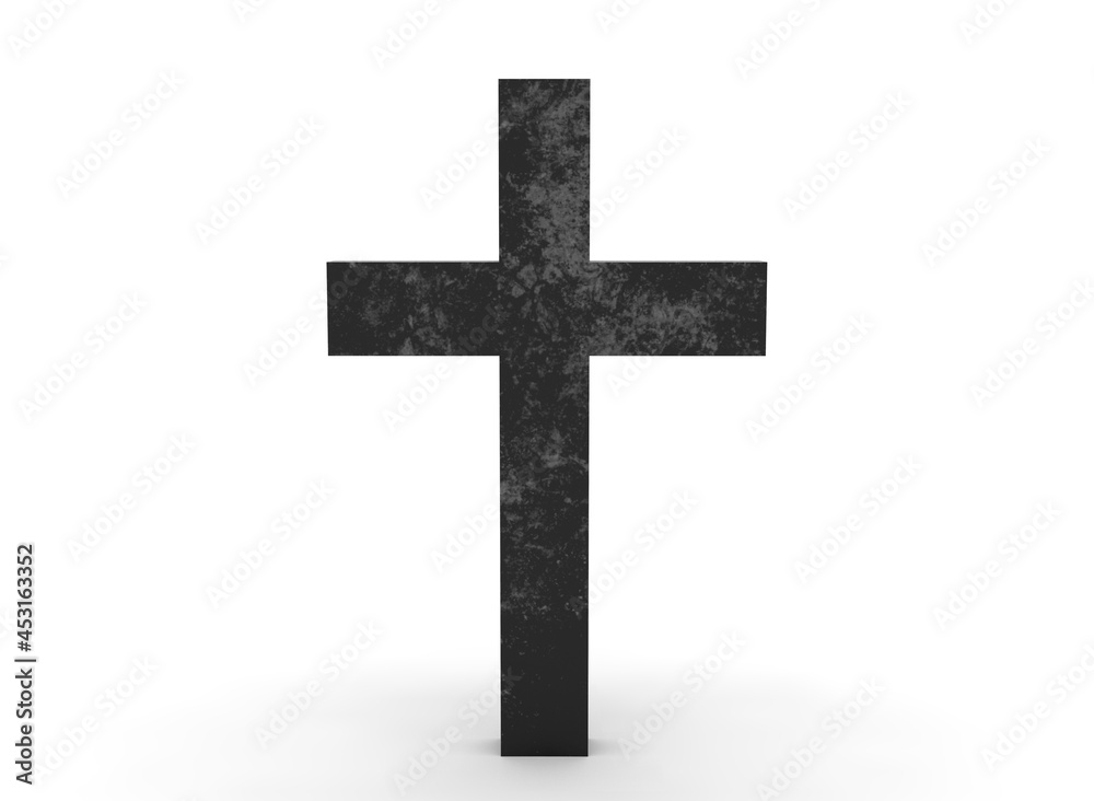 Grave cross on a white background 3d-rendering