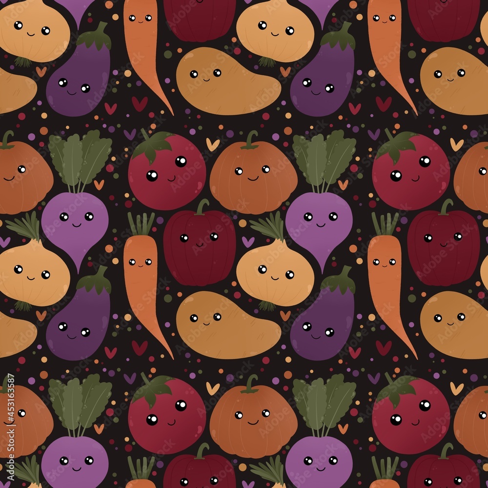 cute colorful pattern with vegetables cute colorful pattern with vegetables