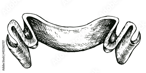 Sketch ribbons sticker for text on a white background. Hand drawing lettering background in banner and postcard designs.
