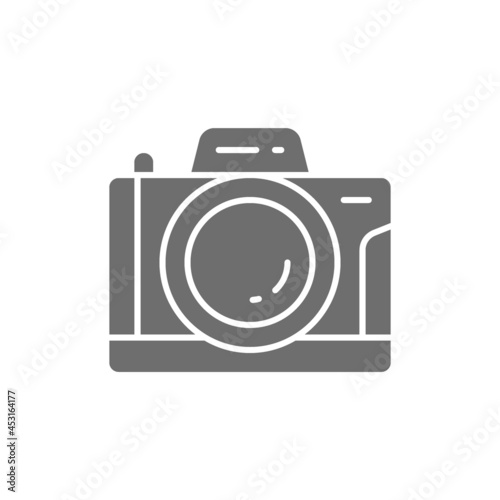 Professional photo camera grey icon. Isolated on white background
