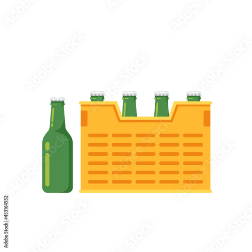 Crate vector. free space for text. wallpaper. Bottle in crate.