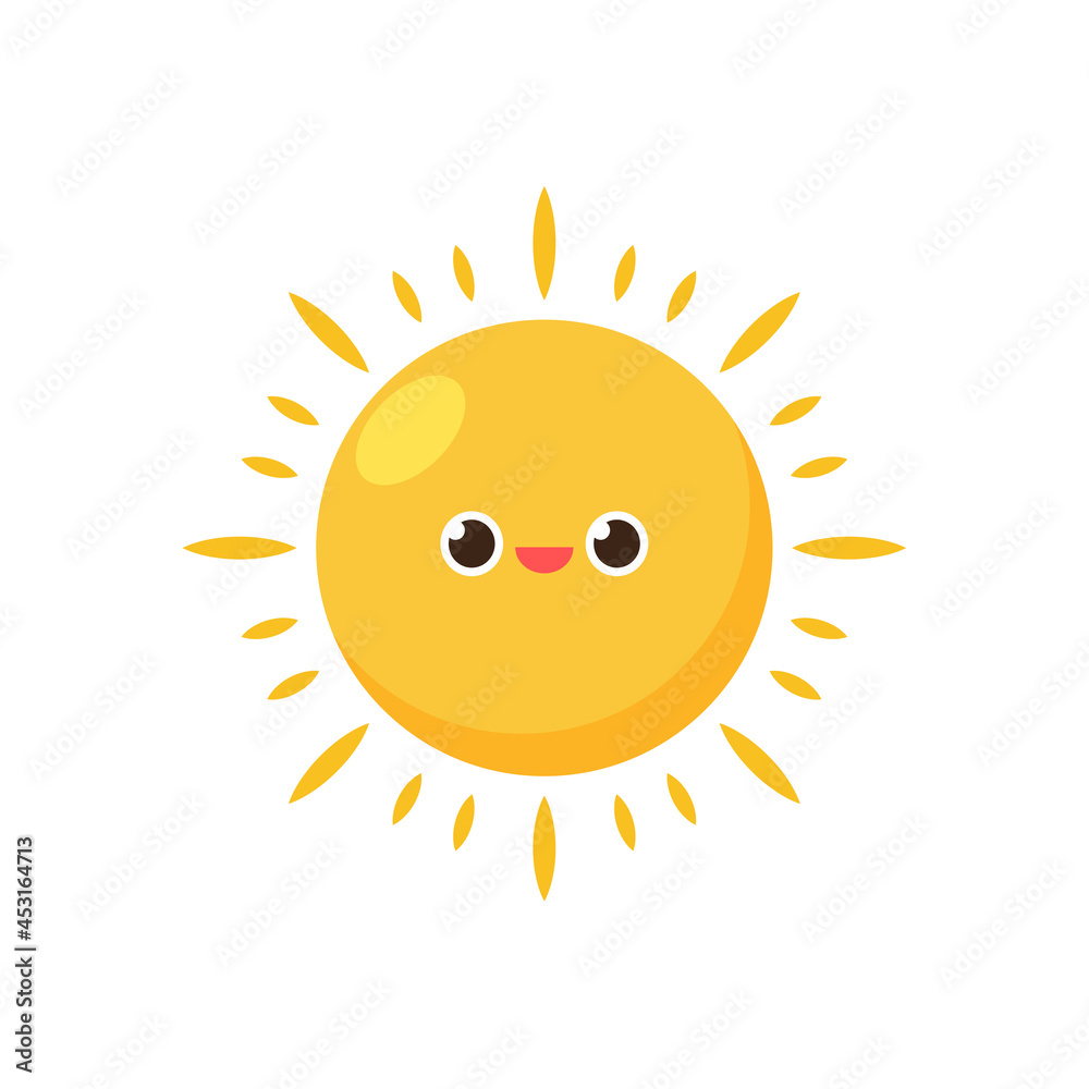 Sun cartoon vector. Sun character design.