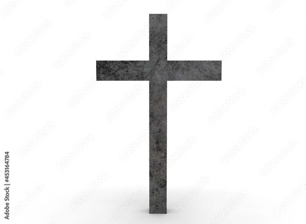 Grave cross on a white background 3d-rendering