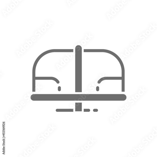 Rotating roundabout carousel, amusement ride for kids playground grey icon.