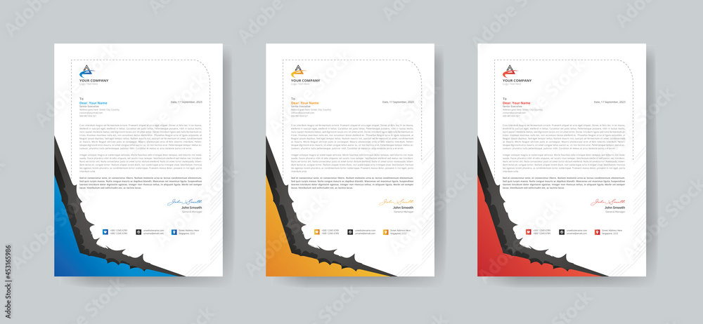 Letterhead Template | Editable Letterhead Design 3 Colorful Accents Template Letterhead Template | Editable Letterhead Design 3 Colorful Accents Template