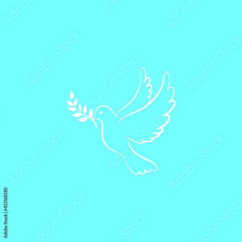 International Peace Day holiday illustration. Paper cut dove bird shape silhouette cutout with nature doodle decoration