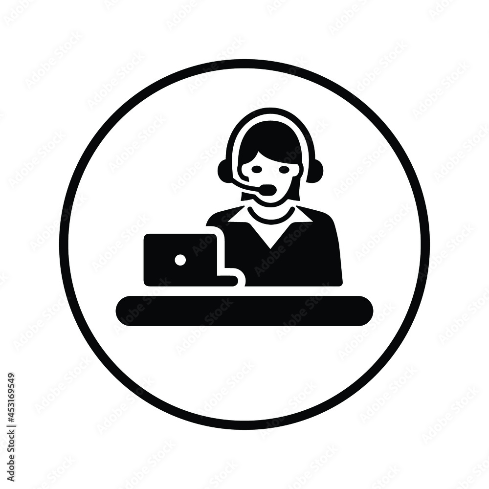 Consultant, care, center, customer icon. Rounded black vector design. Consultant, care, center, customer icon. Rounded black vector design.
