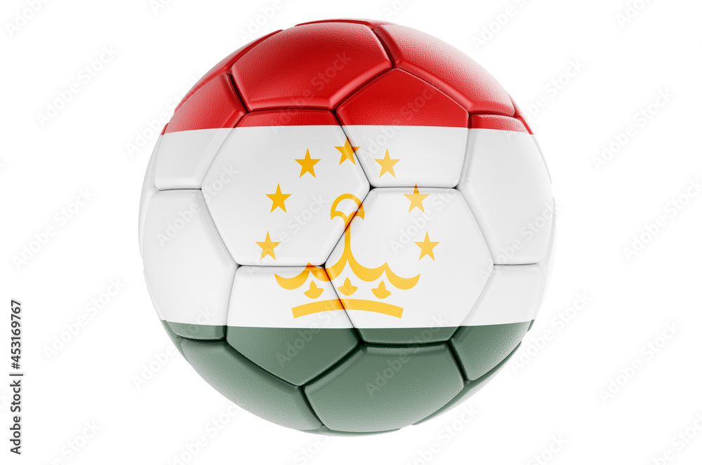 Obraz premium Soccer ball or football ball with Tajik flag, 3D rendering