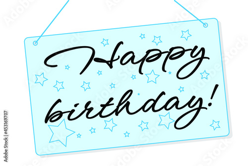 Light blue happy birthday gift card decorated with blue stars