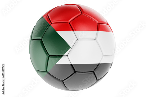 Soccer ball or football ball with Sudanese flag  3D rendering